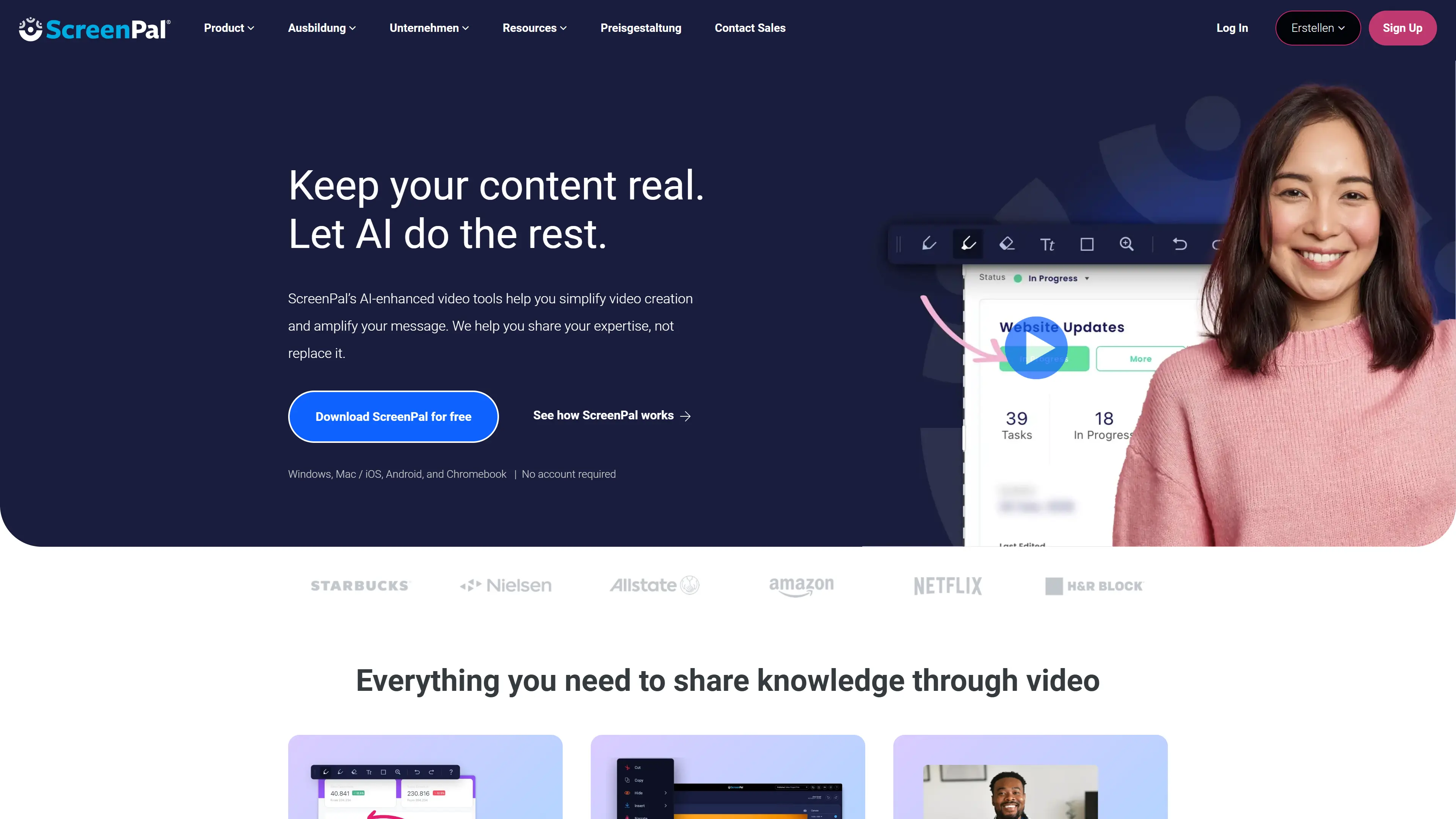 ScreenPal video showing watermark on free tier